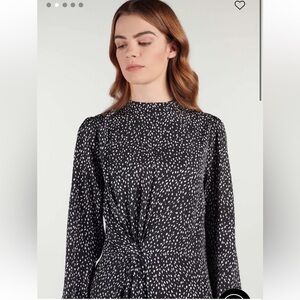 NWOT CKS European High Street Black and White Patterned Long Sleeve Mini Dress S